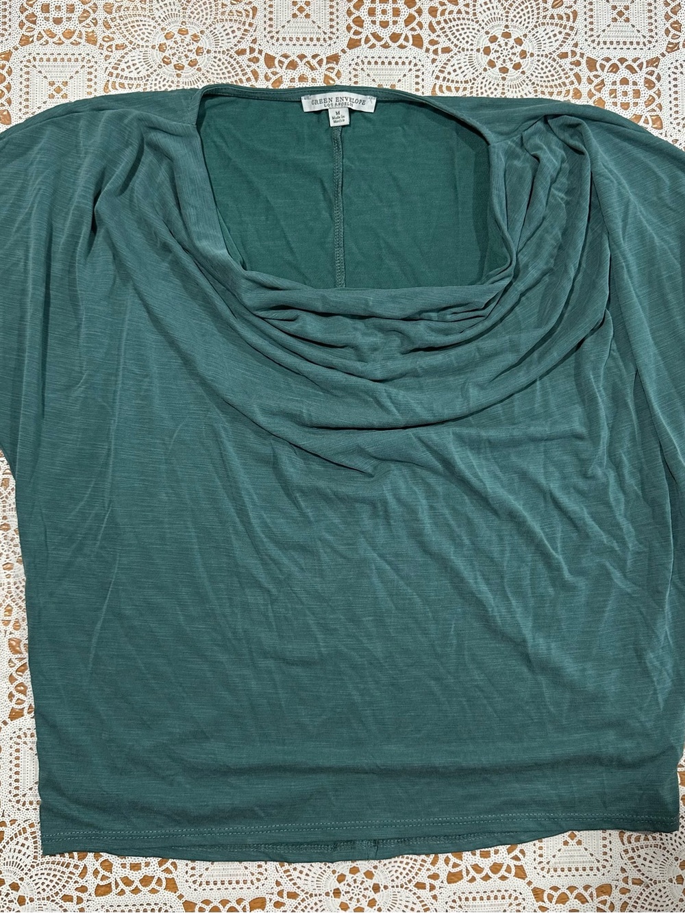 Green Envelope LA Teal Dolman Cowl Neck Top Women’s Medium